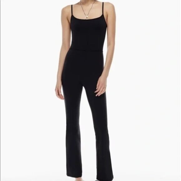Artizia Wilfred Free Divinity Kick Flare Jumpsuit Womens Size XS Black Stretch - Picture 1 of 10
